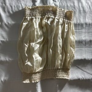 Sofia Italy Cream Smocked Tube Top - Satin Finish